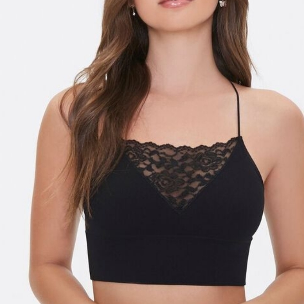 Black Seamless Lace Bralette - Picture 3 of 3
